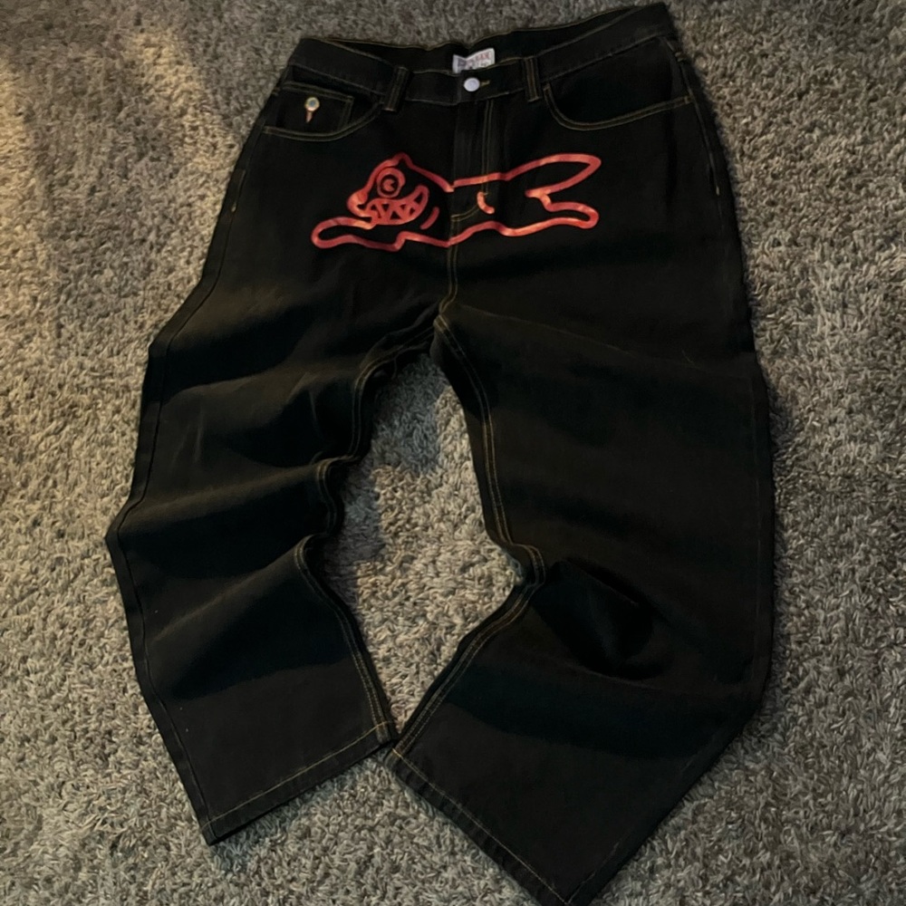 Icecream Black Jeans with Red Graphic
